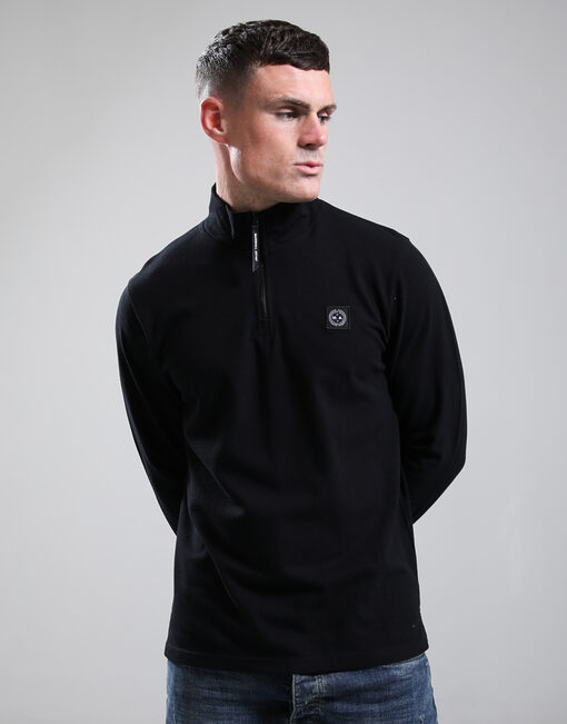 Marchio Pique 1/4 Zip // Black