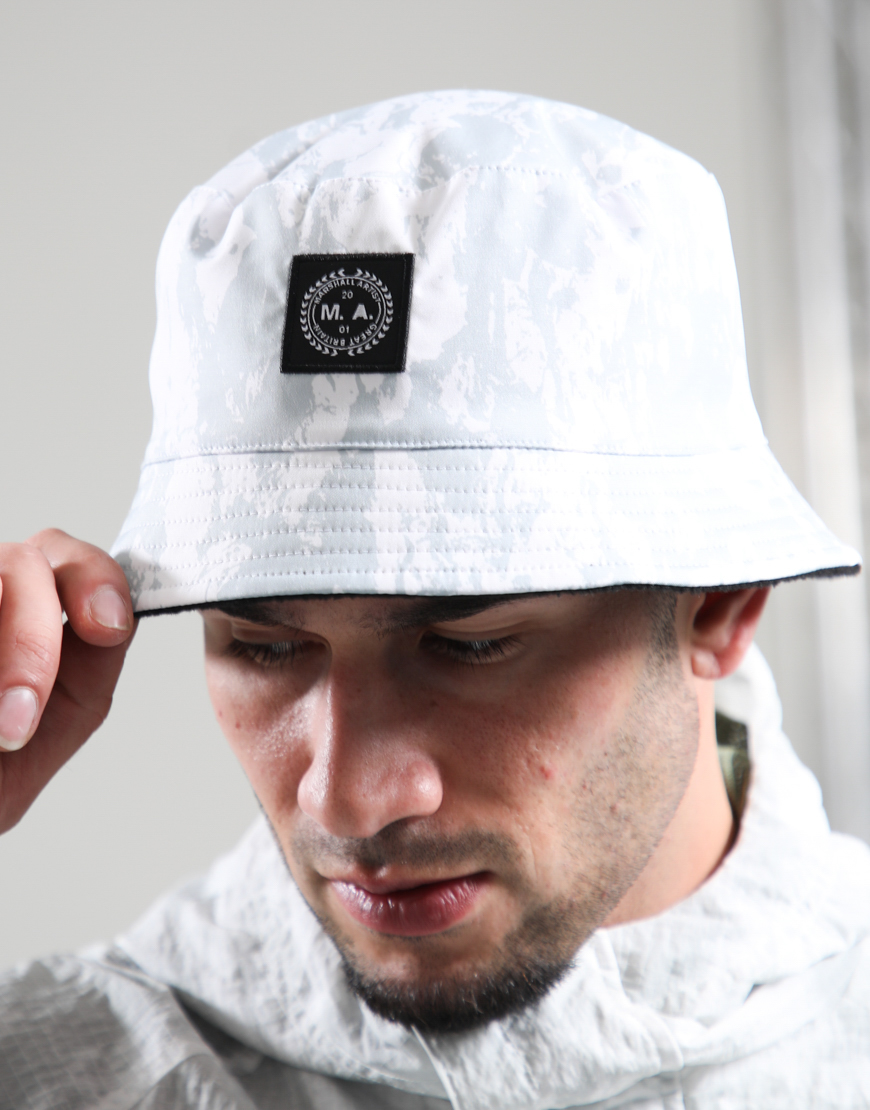 Camo Fleece Reversible Bucket Hat // White Camo