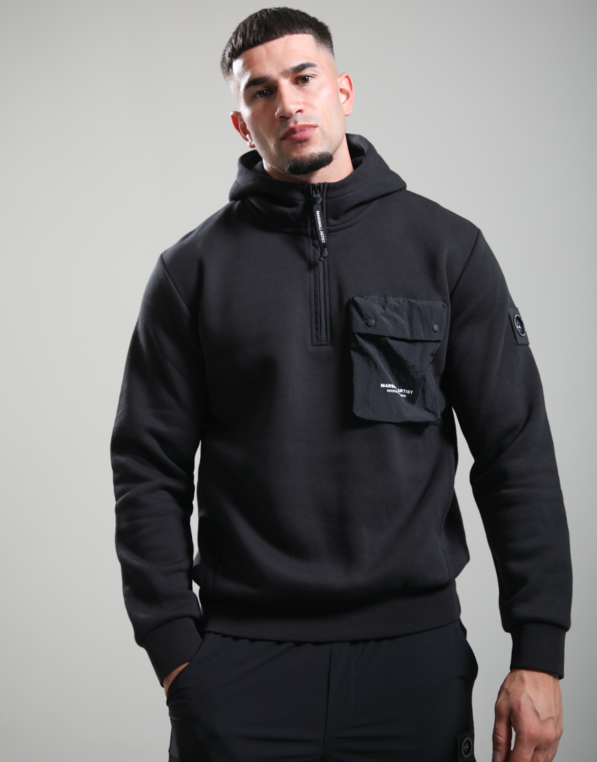 Centro 1/4 Zip Hooded Sweat // Black