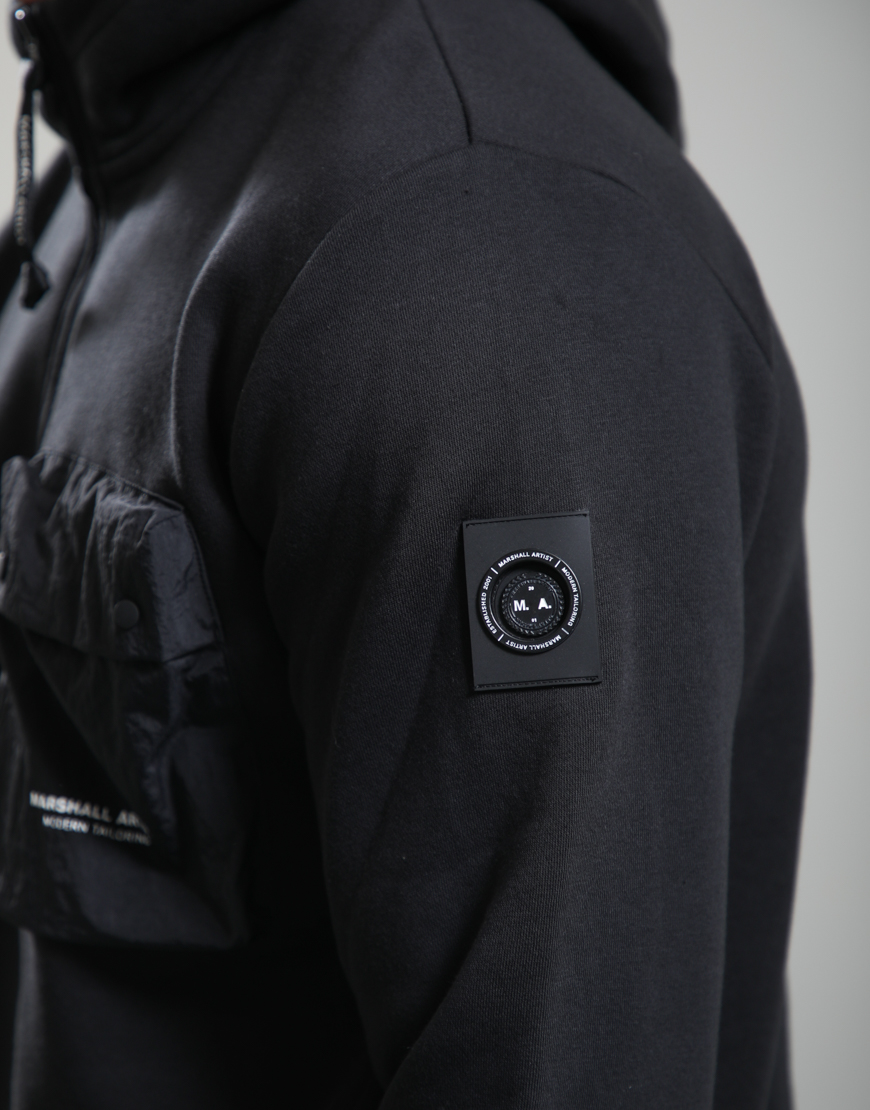 Centro 1/4 Zip Hooded Sweat // Black - Image 3