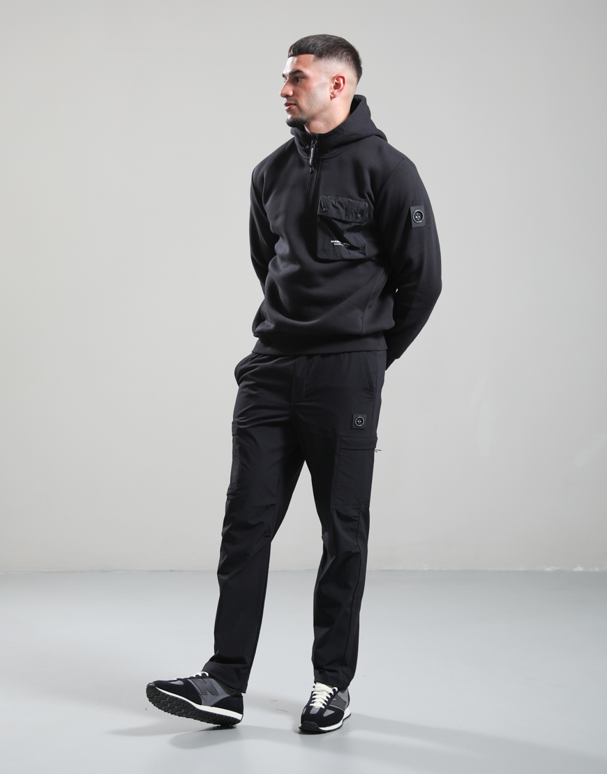 Centro 1/4 Zip Hooded Sweat // Black - Image 4