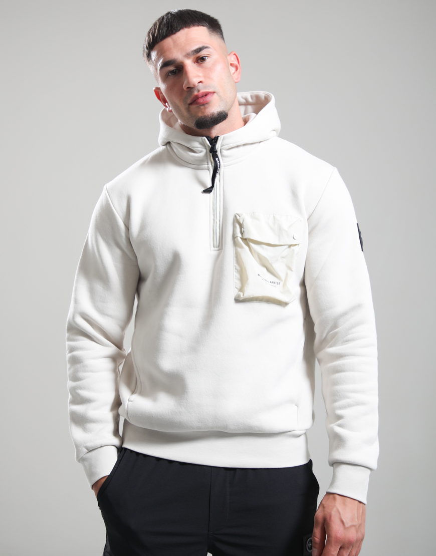 Centro 1/4 Zip Hooded Sweat // Silver Birch